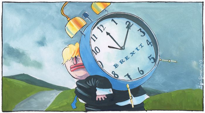 Sketch: Boris Johnson has installed a clock to measure his own failure