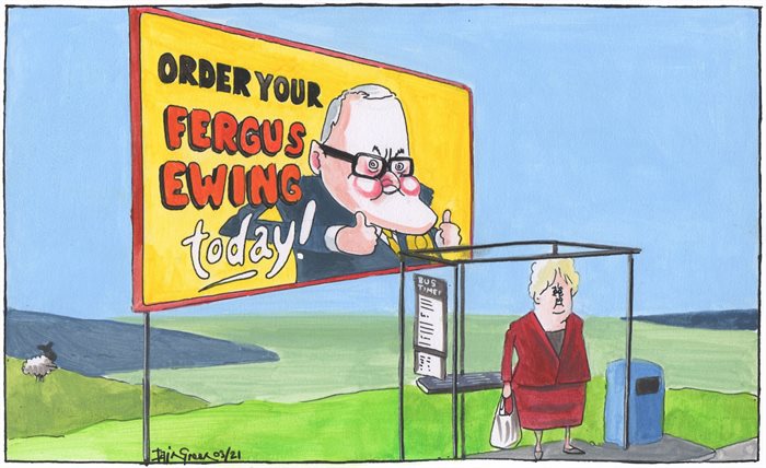 Sketch: Fergus Ewing sells himself