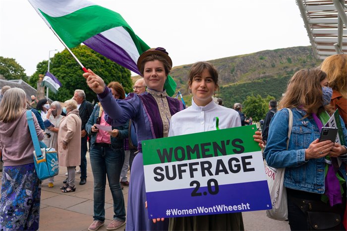 How skewed is the debate on sex and gender that wearing suffragette colours is seen as provocative?