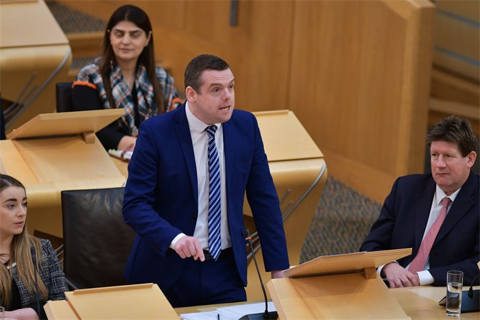 WATCH: Douglas Ross's angry response as First Minister's Questions suspended again by protester