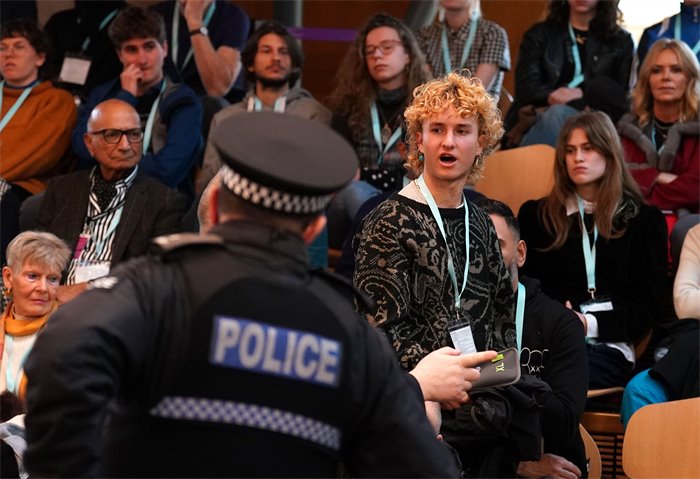 Presiding officer pledges to work with police after FMQs disrupted nine times by protestors