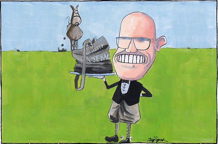 Sketch: Jim Fairlie takes part in some horse play