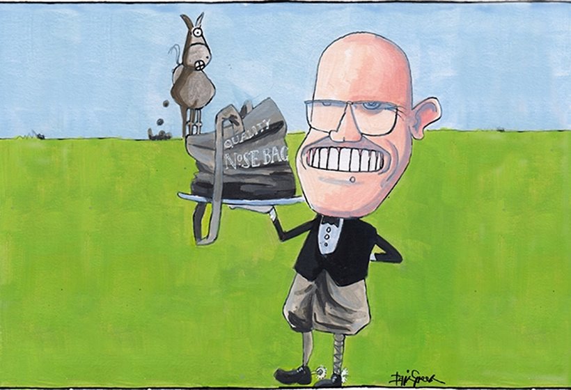 Sketch: Jim Fairlie takes part in some horse play