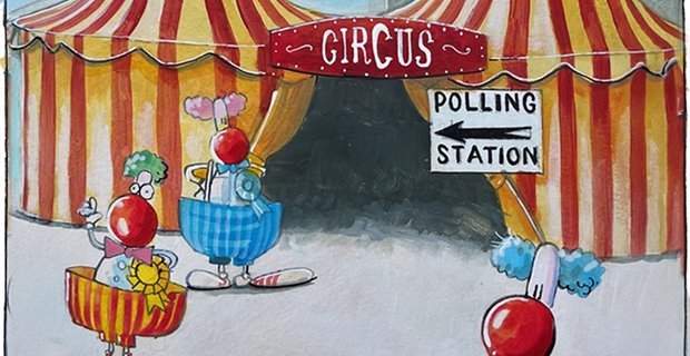 Sketch: Andrew Bowie tries to pogo his party to victory