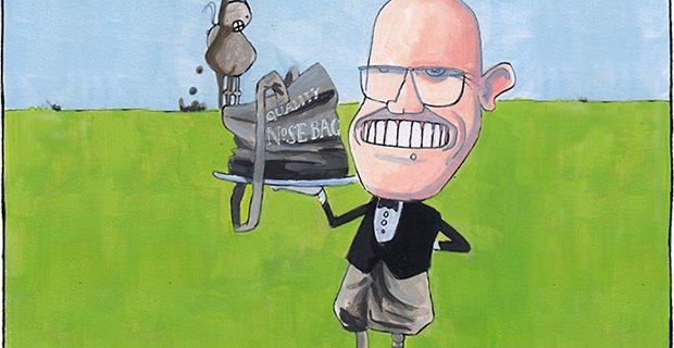 Sketch: Jim Fairlie takes part in some horse play