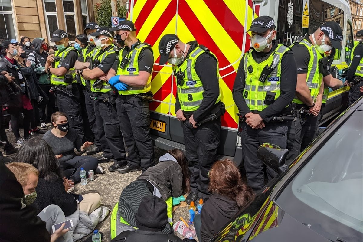 Hundreds protest Home Office immigration raid in Glasgow