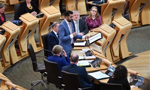 Humza Yousaf defends minister for independence post as protests disrupt FMQs